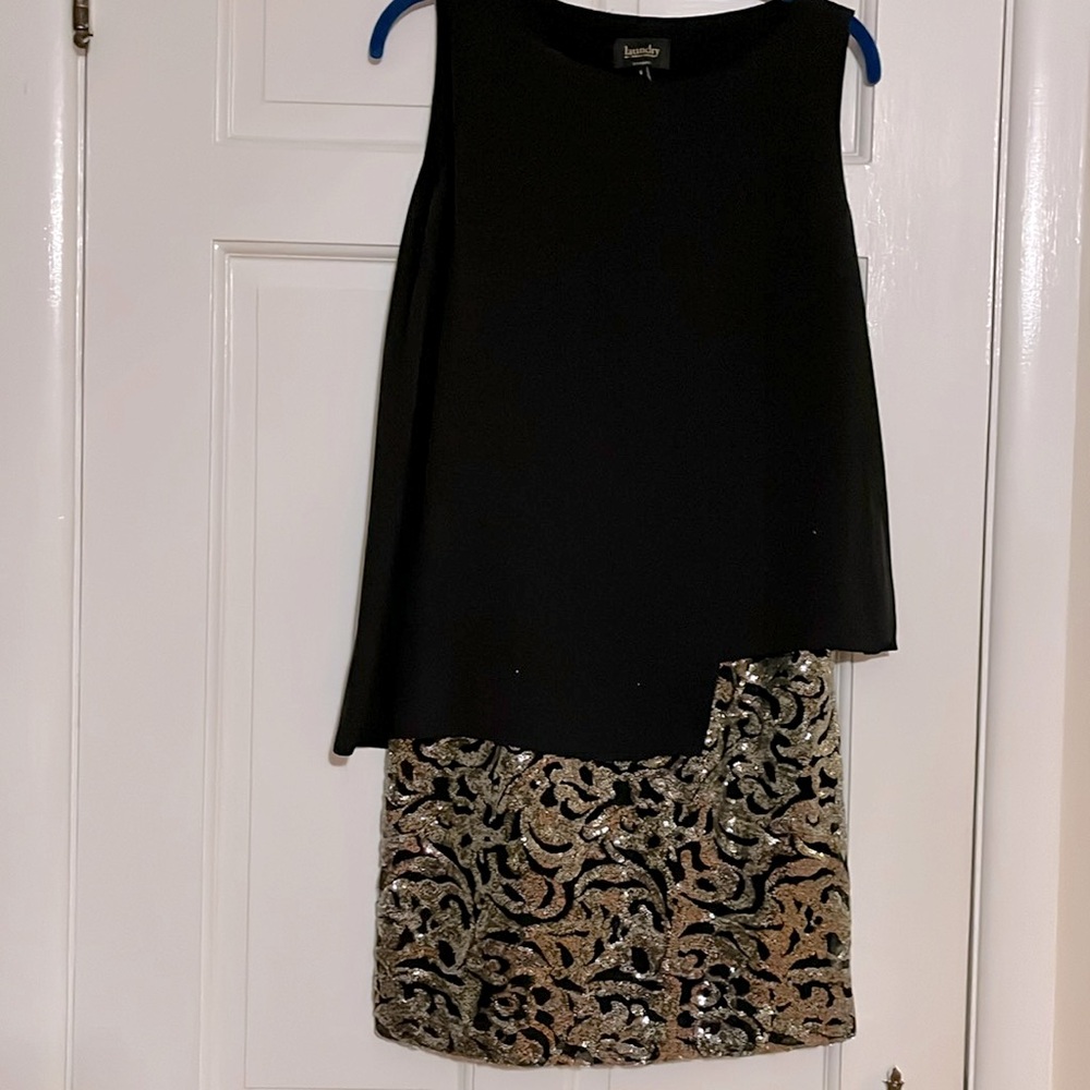 Black dress with  gold sequin bottom skirt stunning Gorgeous